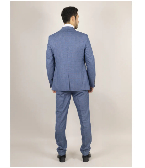 Earl Men's 3-Piece Blue Checked Tailored Suit