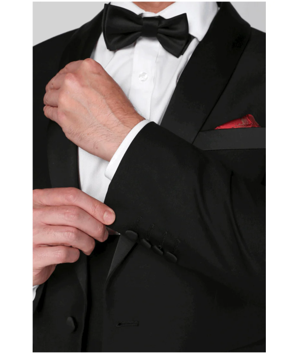 Ford Men's Black 3-Piece Classic Tuxedo Suit with Satin Lapels