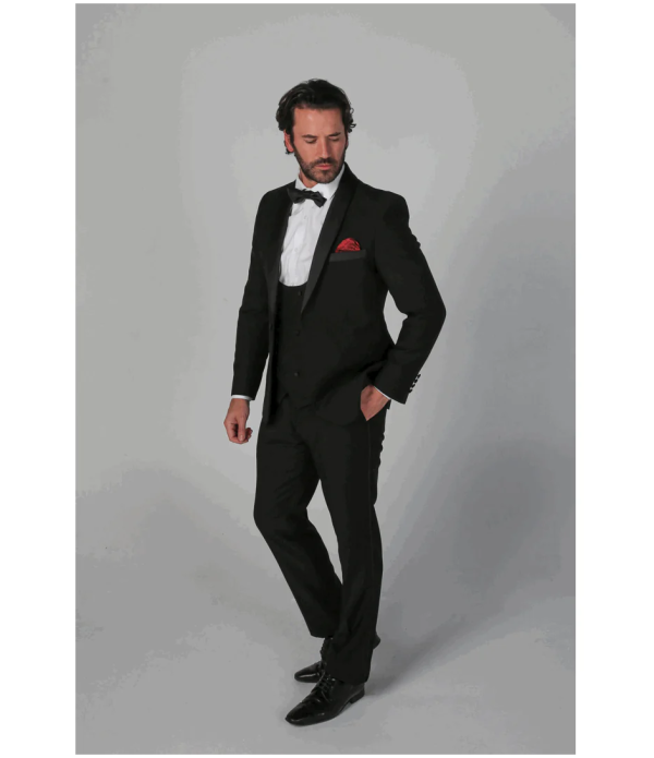 Ford Men's Black 3-Piece Classic Tuxedo Suit with Satin Lapels