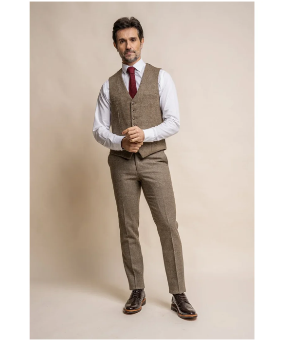 Gaston - Men's Tweed Olive Check Waistcoat