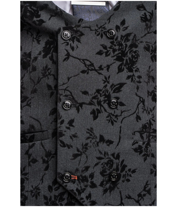 Georgi - Men's Black Floral Waistcoat