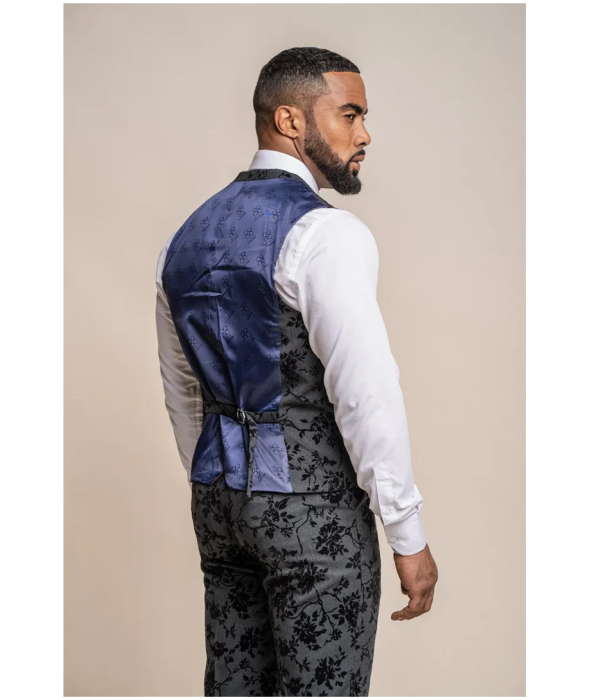 Georgi - Men's Black Floral Waistcoat