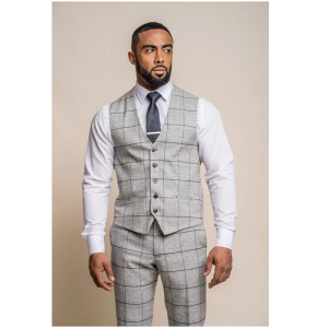 Ghost – Men’s Grey Tweed Checked Waistcoat