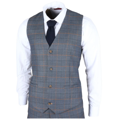 Gisborne - Men's Navy Checked Waistcoat