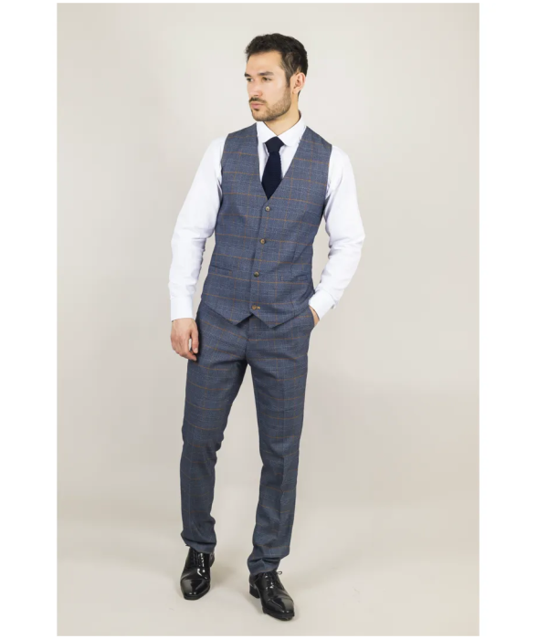 Gisborne - Men's Navy Checked Waistcoat