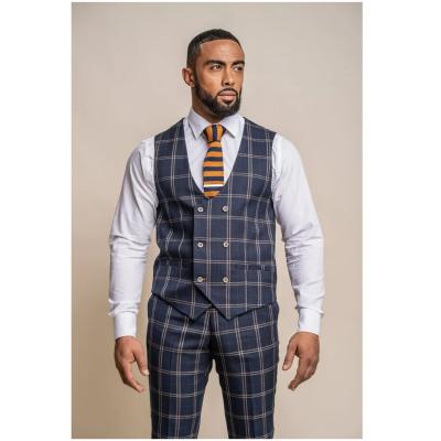 Hardy - Men's Men's Blue Tan Check Waistcoat