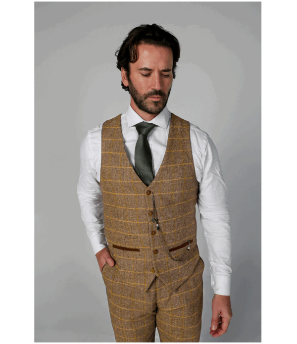 Harris Men's Brown 3-Piece Tweed Suit with Classic Vintage Style