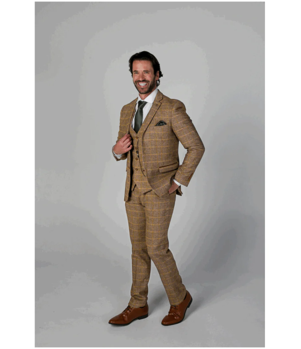 Harris Men's Brown 3-Piece Tweed Suit with Classic Vintage Style