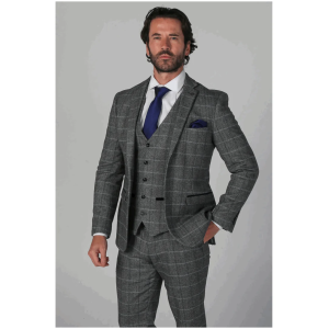 Harris Men’s Grey 3-Piece Tweed Suit with Classic Vintage Charm