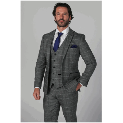 Harris Men's Grey 3-Piece Tweed Suit with Classic Vintage Charm