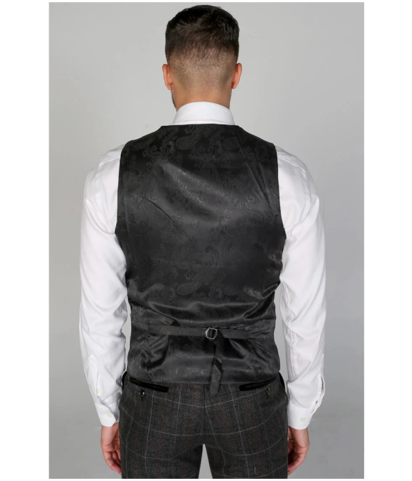 Harvey - Men's Charcoal Check Waistcoat