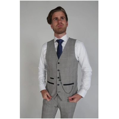 Hugo - Men's Check Grey Waistcoat