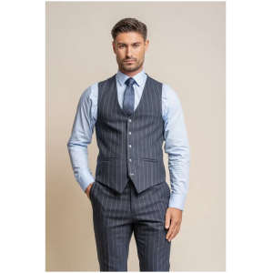 Invincible – Men’s Navy Blue Pinstripe Waistcoat