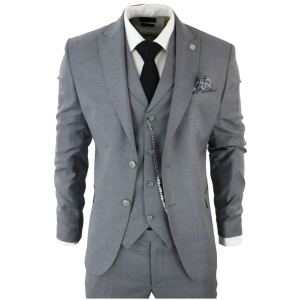 James Men’s 3-Piece Grey Classic Fit Suit