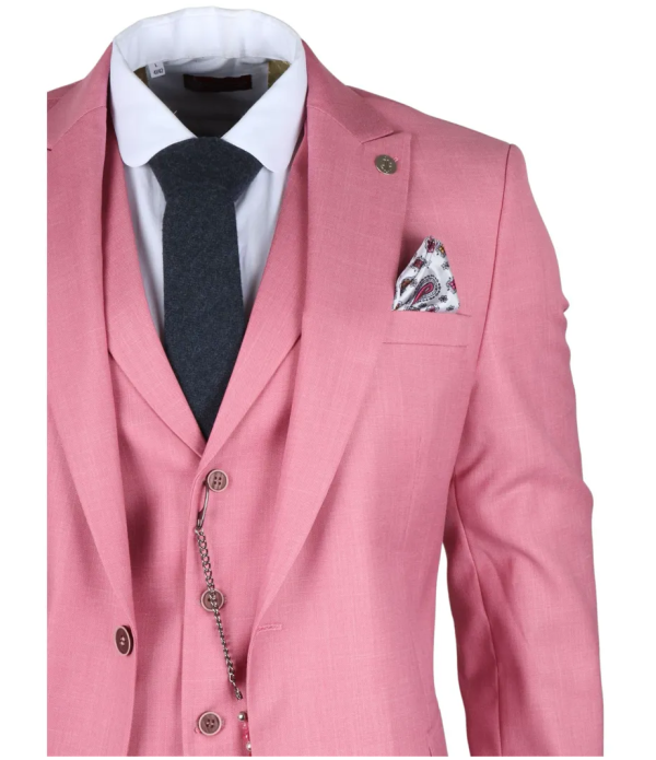 James Men's 3-Piece Pink Tailored Fit Suit