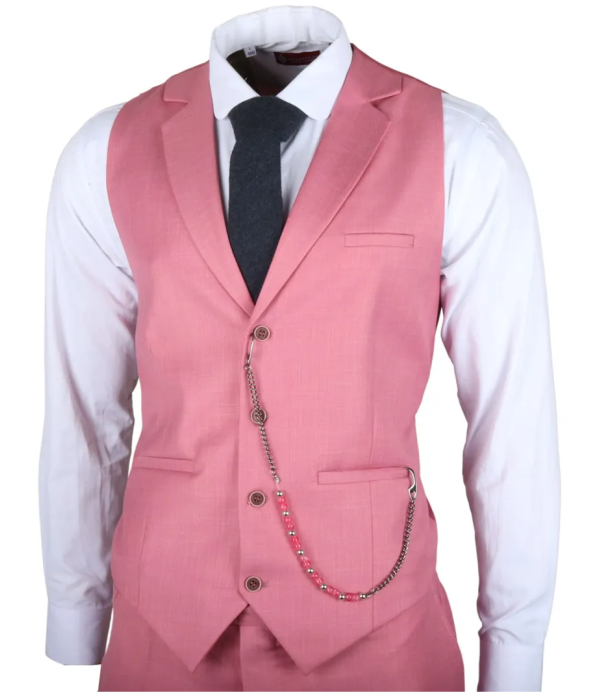 James Men's 3-Piece Pink Tailored Fit Suit