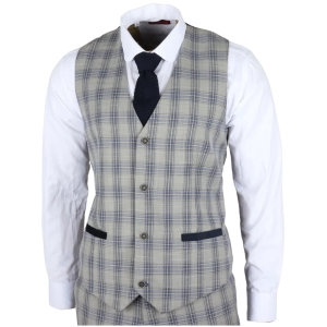 Knight – Men’s Grey Blue Checked Waistcoat