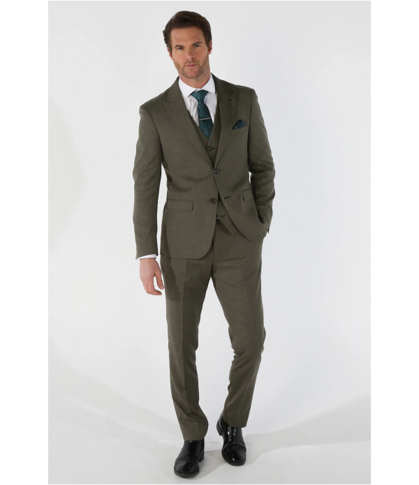 Kurt Men's Sage Green 3-Piece Tailored Fit Suit for Summer Weddings