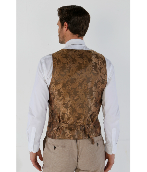 Kurt - Men's Beige Tailored Fit Waistcoat