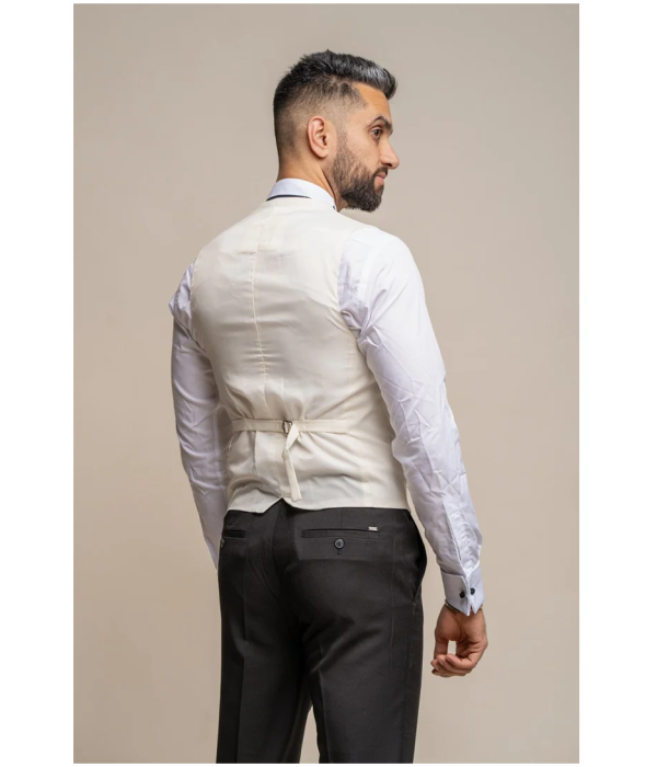 Marco - Men's Double Breasted Scoop Cream Waistcoat