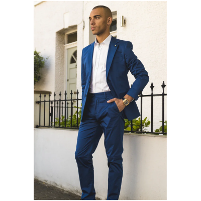 Mario - Men's 2 Piece Summer Suit Blue Office Wedding Classic Italian