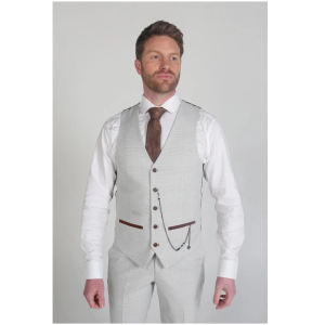 Mark – Men’s Beige Check Waistcoat