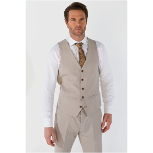 Mayfair – Men’s Beige Birdseye Waistcoat