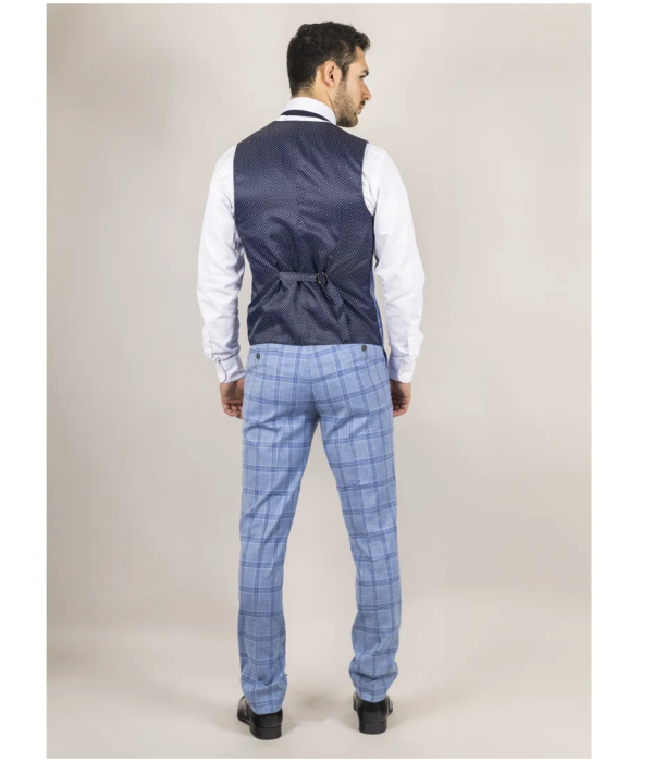 Plowman - Men's Light Blue Checked Waistcoat