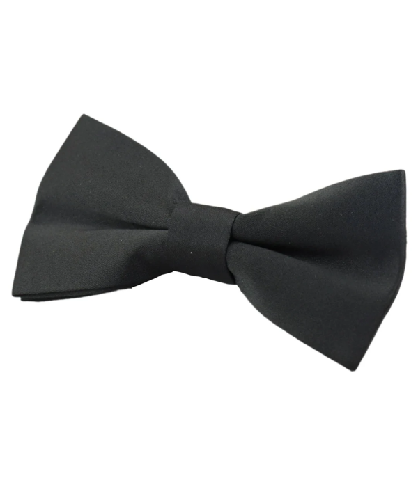 Bow Tie Black Satin Clip On Men's Boys Unisex Tuxedo Shirt