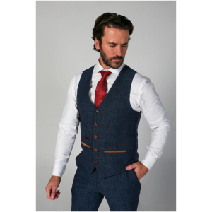 Scott – Men’s Blue Tweed Checked Waistcoat