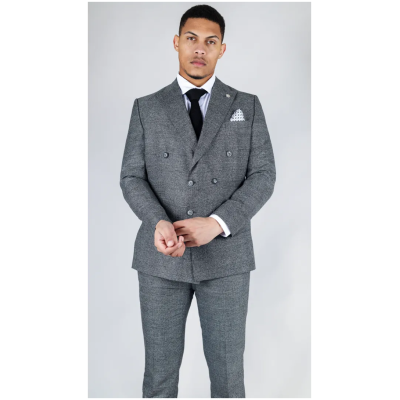 STZ90 - Men's Grey Double Breasted 2 Piece Suit