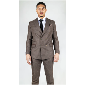 STZ92 – Men’s Brown Double Breasted 2 Piece Suit