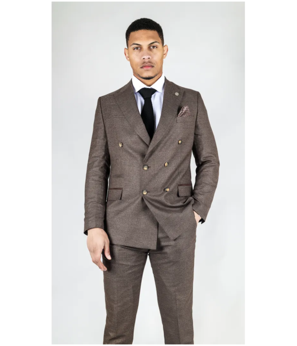 STZ92 - Men's Brown Double Breasted 2 Piece Suit