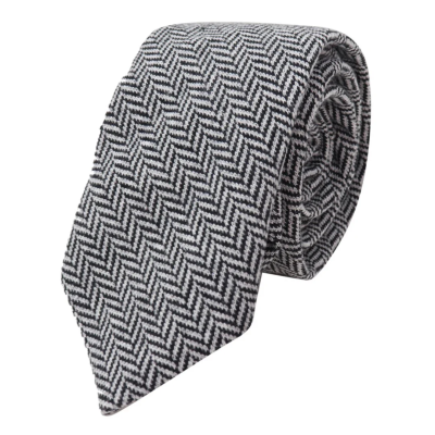 Men's Tweed Grey Tie Hankie Set Classic British Heritage Wool Herringbone