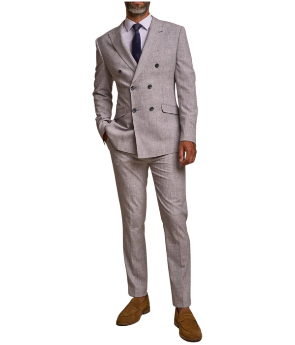 Tokyo - Men's Grey 2 Piece Double Breasted Suit