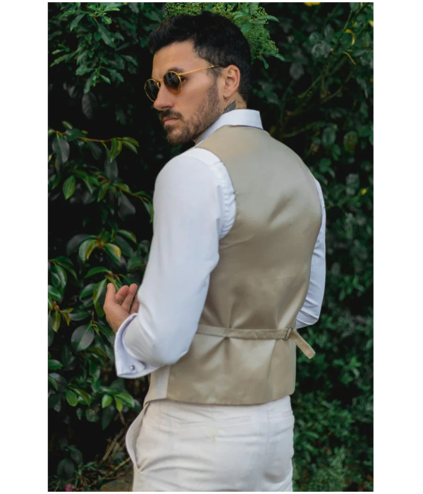 TP-10 - Men's Summer Suit Waistcoat Trousers Linen Formal Cream Beige Wedding