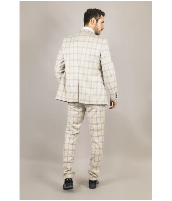 Warwick Men's Beige 3-Piece Checked Suit