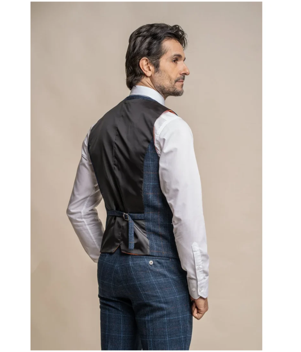 Cody - Men's Navy Blue Check Waistcoat