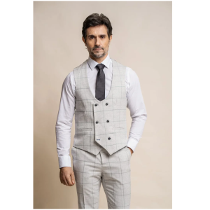 Radika – Men’s Light Grey Check Waistcoat